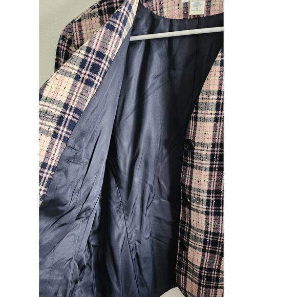 Vintage Pendleton Plaid Wool Blend Blazer Jacket Pink Blue Plus 16 - Picture 6 of 8